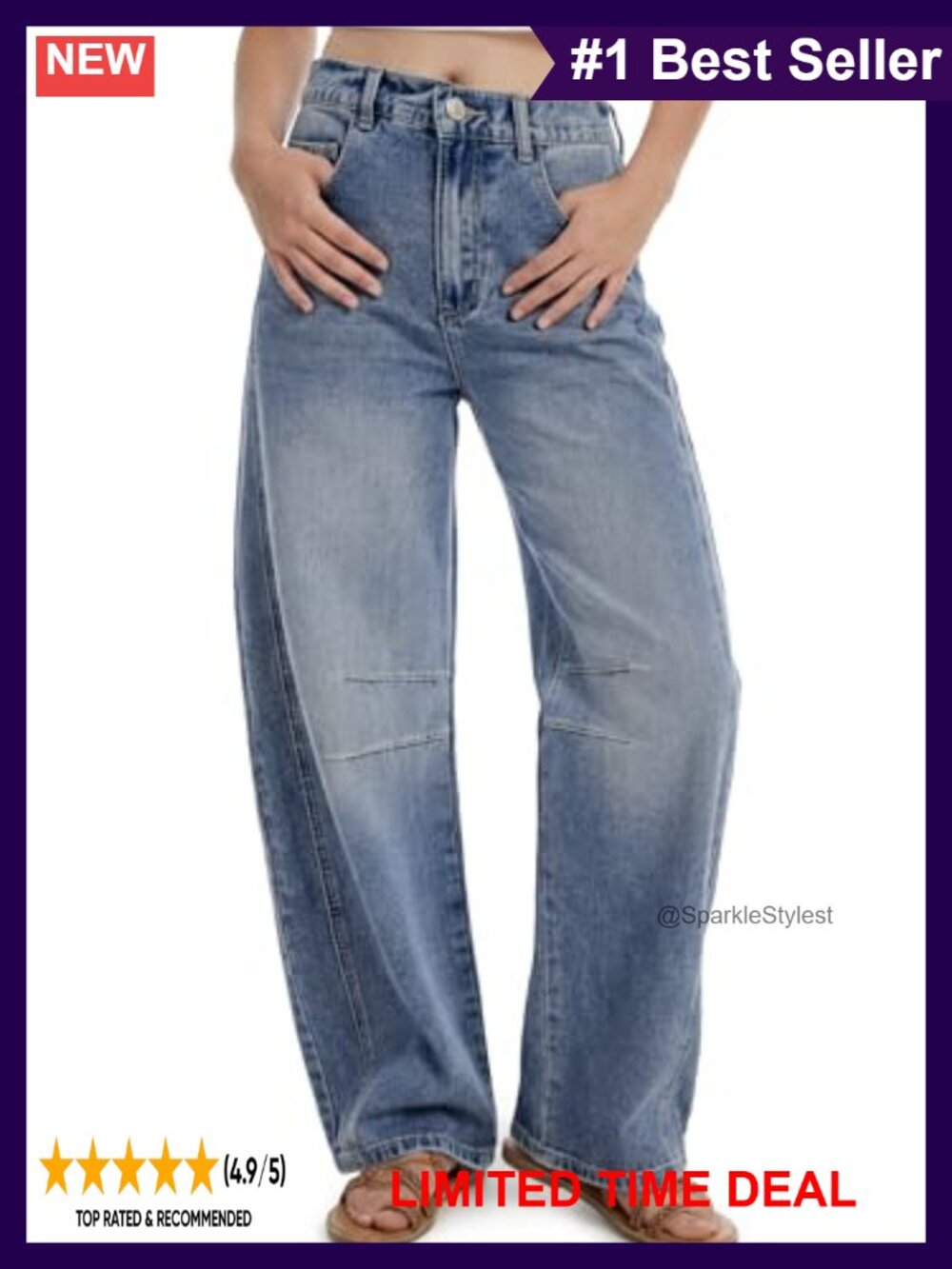 SEVEGO Barrel Jeans Vintage Wide Leg Mid Rise TALL 34" Inseam